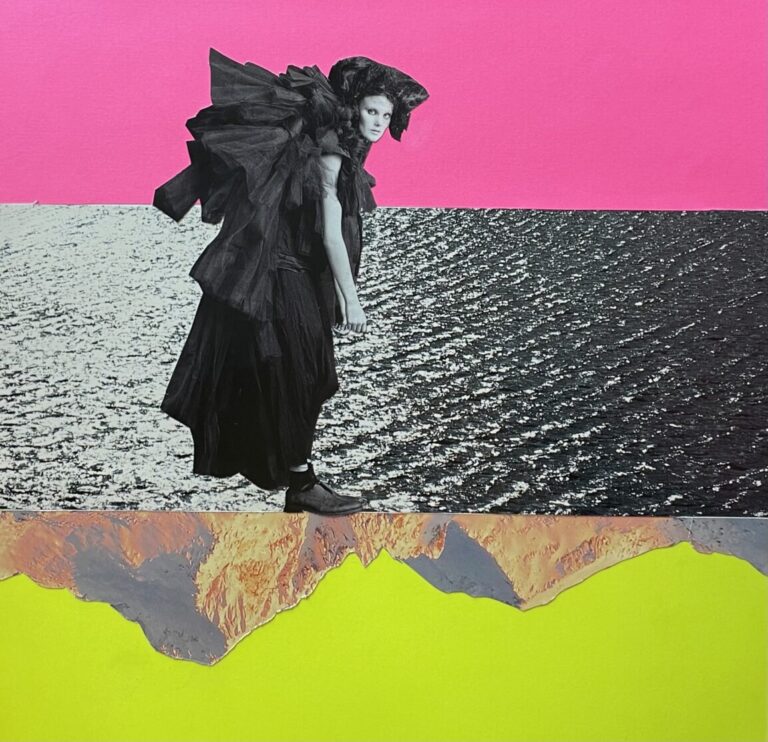 Portal trip, 2023, collage, paper, 20 x 20 cm (framed 27 x 27 x 6 cm)